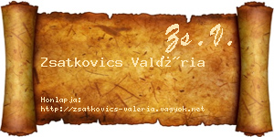 Zsatkovics Valéria névjegykártya